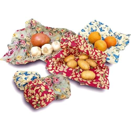 Multi Organic Beeswax Food Wraps Cling Wrap Replacement Sandwich Bag Bread Fruit Storage Cup Seal Lid Jungle Party Zero Waste