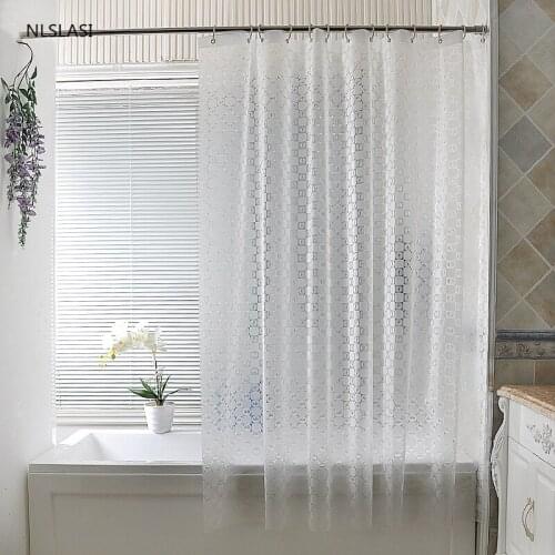 Simple Matte 1pc Thickening PEVA Waterproof Shower Curtain Translucent Bathroom Accessories Curtain Bath Curtain with Hooks