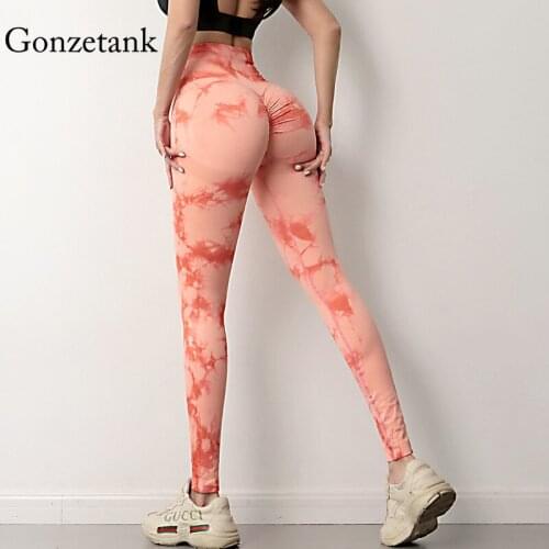 Sexy Peach Hip Tie-Dye Yoga Pants Womens Female High Waist Hip-lifting Sports Running Fitness Pants Tight-Fitting Hip Leggings