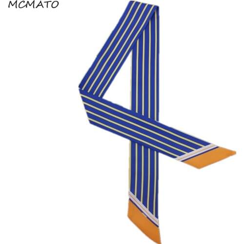 New Design 95cm*5cm Small Long Scarf Stripe Dot Print Woman Scarf Headband Skinny Bag Ribbons for Fashion Beautiful Ladies Tie