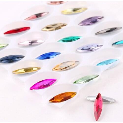Glass Crystal 4*15mm slim Horse eye shape nice colors Glue on rhinestone beads nailart diy trim