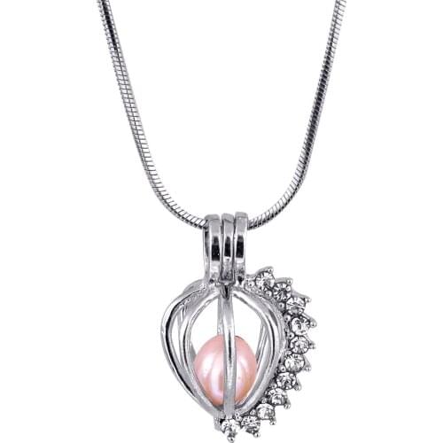 Rhinestone heart Fashion Accessories pendant Jewelry Silver Plated Cage Pendants Christmas Gift P9