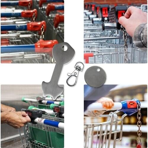 Stainless Steel Shopping Remover-Removable Shopping Trolley Token Shopping Token Keyrin -Key Chip for Shopping Cart