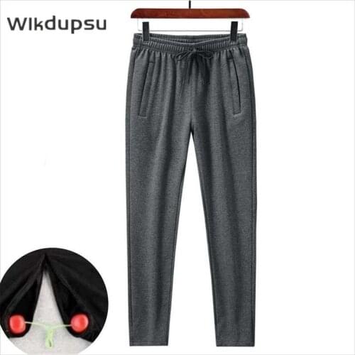 Outdoor Sex Pants For Men Cotton Sweatpants Couples Sexual Open Crotch Zipper Adult Male Sexual Fetish Male Trousers Plus Size