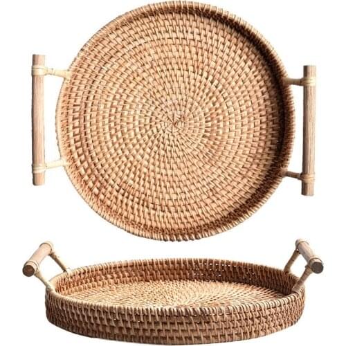 Unique wicker owen basket with handle for home plant decoration