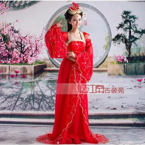 High Quality Ancient china dynasty costume adult women Red Gorgeous Hanfu Princess Garment princesse vetement Stage Dress Outfit