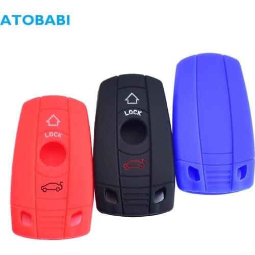 Silicone Car Key Case 3 Button Smart Keyless Entry Remote Control Fobs Protector Cover Skin For BMW 1 2 4 5 6 Series E90 E92 E93