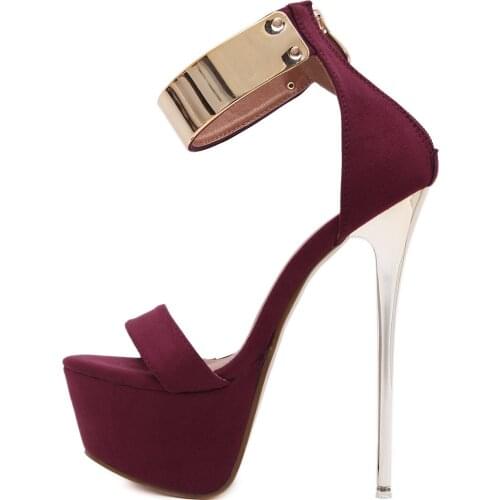 2020 new hate sky high 16cm ultra-high heels with European and American sexy red waterproof platform fish mouth sandals women