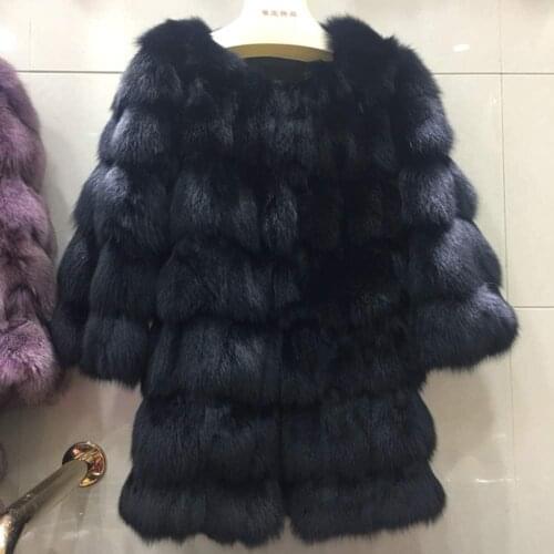 Plus Size Real Long Fox Fur Coat Thick Warm Real Fur Jacket Natural Fur Coat Female Overcoat Winter Natural Fox Fur Parkas