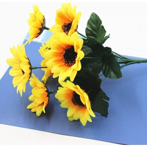 7 Heads Wall Desk Decoration Office Party Garden Decor 30cm 1 PC Sunflower Silk Artificial Flower Bouquet Home Living Room