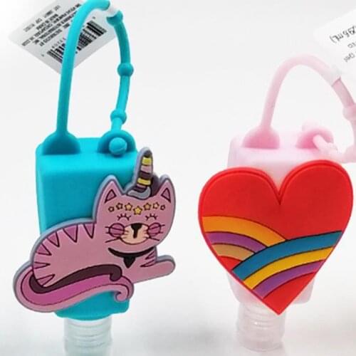 1PCS Pocketable Cartoon 30ml Waterless Silicone Bath Body Works Hand Sanitizer Antibacterial Holder With Empty Bottle