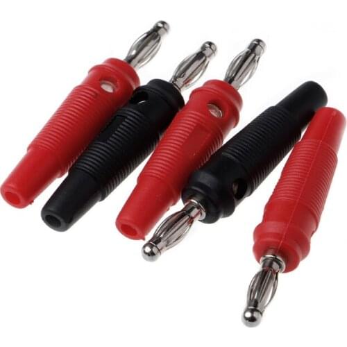 10Pcs/Set Red Black 4mm Solderless Side Stackable Banana Plug