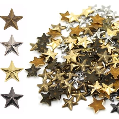 100Pcs 8/10/15mm Star Copper Studs Metal Leather Rivets Hotfix Rhinestones Iron On Clothes Hot Fix Stud Punk Spikes DIY Bags