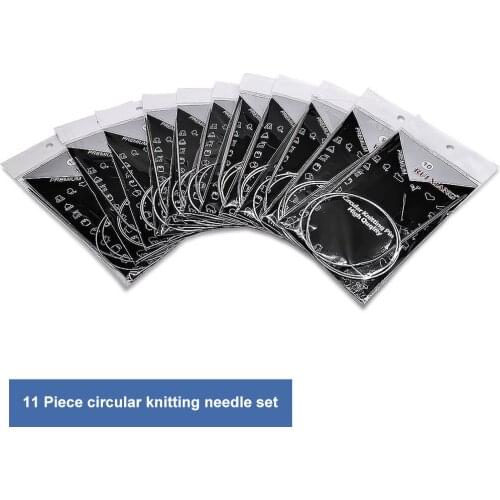 11PCS Sweater knitting Needle Stainless Steel Ring Needle 80cm Weaving Circular Knitting Needlework Kits DIY Knitted Tool