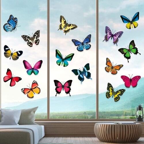 20 Pieces Butterfly Window Clings Anti-Collision Window Decals to Prevent Bird Strikes on Window Glass Non Adhesive Vinyl Cling