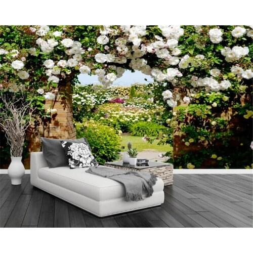 Beibehang 3D Photo Wallpaper Rose Corridor Pastoral Flower Mural Bedroom Living Room Sofa TV Background wallpaper for walls 3 d