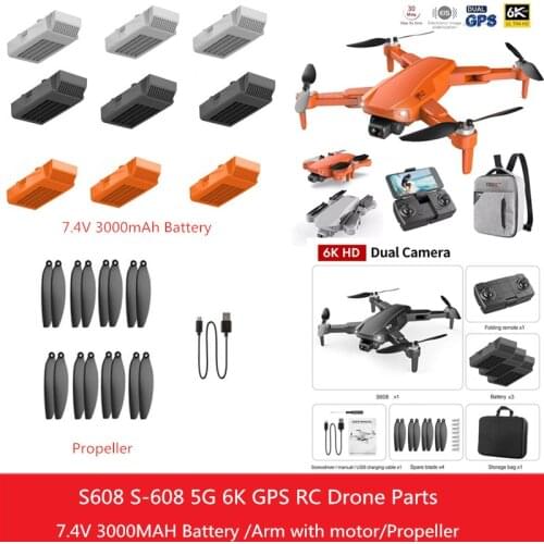 7.4V 3000mAh Battery Propeller And Arm With Motor USB For S608 5G 6K GPS 2-Axis Gimbal RC Drone S608 Battery Accessories Blades