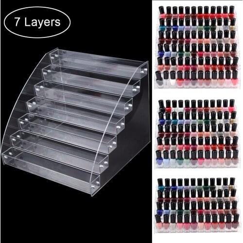 Acrylic 1 To 7 Tier Nail Polish Holder Rack Tabletop Display Stand Clear Lipstick Essential Oils Shelf Manicure Storage Organize