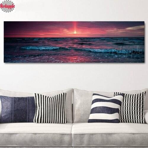 DIY Diamond Embroidery"Sunset sea Scenic"Cross Stitch 5D DIY Diamond mosaic sea wave landcape diamond painting rhinestones decor