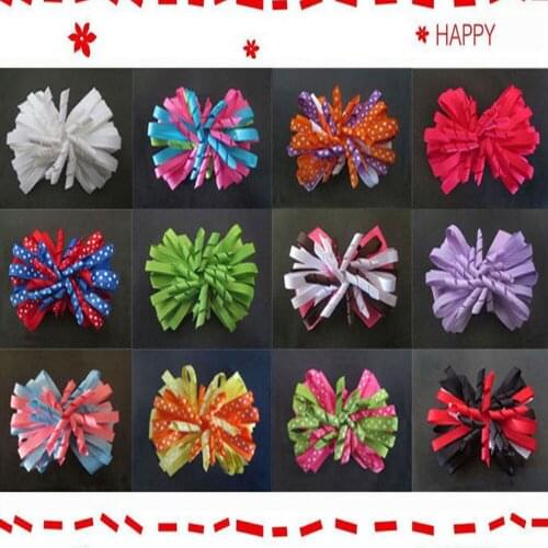 FREE SHIPPING New 12PCS 4" Girl Loopy Stacked Chunky Hair Bows Clips Hairbows Accessories Mixed in
