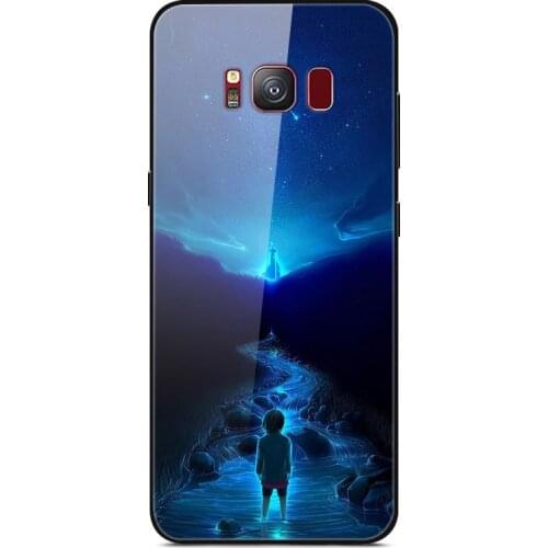 For Samsung Galaxy S8 Plus Phone Case Tempered Glass Case Back Cover Star Sky Pattern