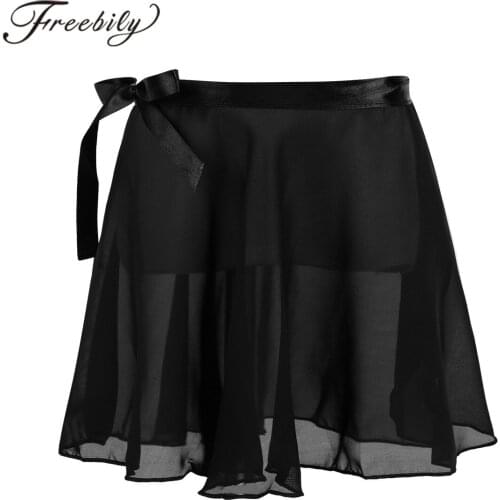 Ballet Skirt Kids Girls Dance Basic Classic Chiffon Mini Pull-On Wrap Skirt with Waist Tie Children Ballet Wrap Skirts for Girls