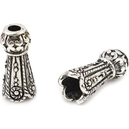 DoreenBeads Handmade Beads Caps Cylinder Antique Silver Color (Fit Beads Size: 5mm Dia.) DIY Making Jewelry 17mm x 7mm, 10PCs