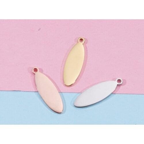 Fnixtar 20Pcs 22.7*7mm Oval Blank Charms Mirror Polish Stainless Steel Charms For DIY Making Necklace Keychain Earrings Jewelry