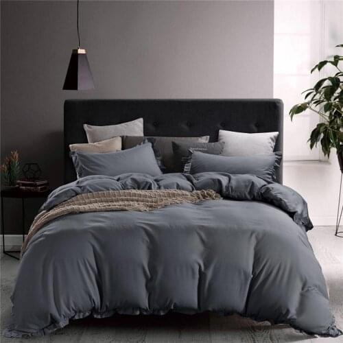 Nordic Duvet Cover Set Gray Euro Bedspread Pure Color Comforter Bedding Sets King Size Simple High Quality Bed Linen