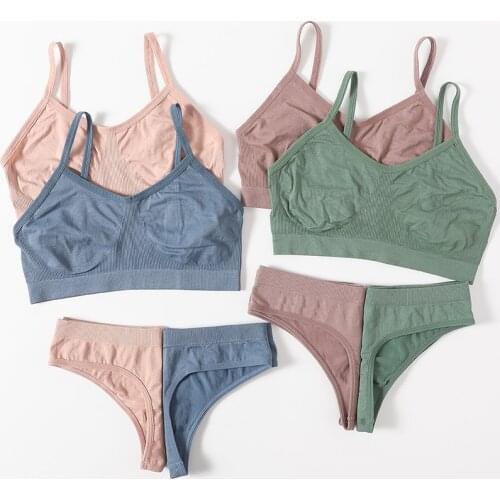 Women Seamless Bra And Panties Set Thongs Sexy Underwear Set G-String Female Ultra-thin Brassiere Sexy Lingerie Set Crop Top Hot