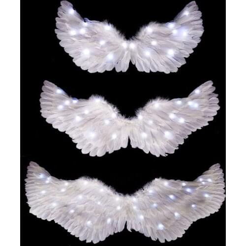 LED Glow Blinking Angel Feather Wing Costume Birthday Party Gift Props Show Wedding Home Party Wall Decor Props S M L