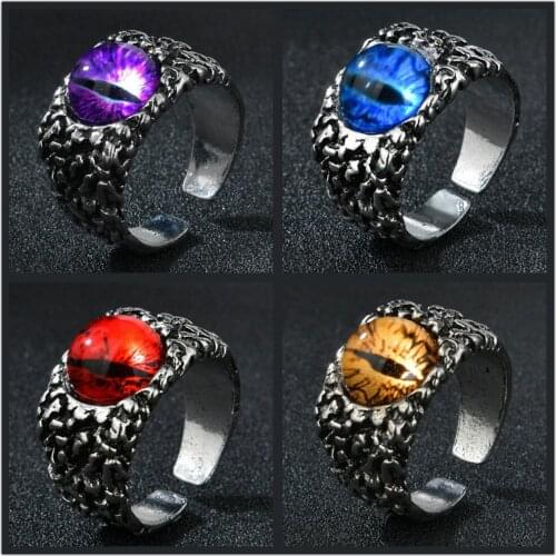 Fashion Creative Evil Eye Rings For Men Women Personality Male Punk 4 Colors Ring Jewelry Mens Bar Night Club Accessories Gifts