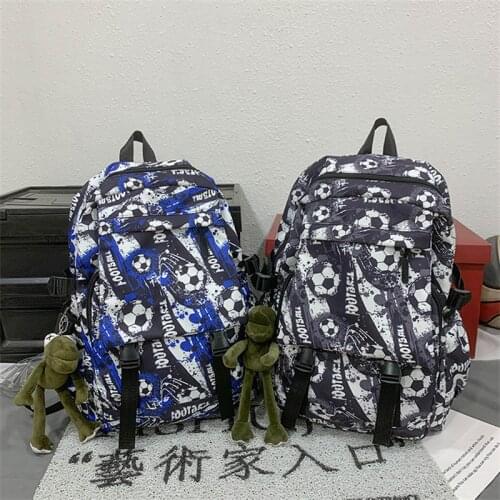 Football Print Backpack Fashion With Youth Fan Large Capacity Leisure Backpack For Middle School Students Printed Canvas