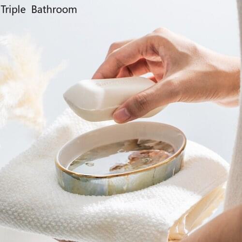 Nordic High-end Soap Dish Ceramics Portable Kitchen Storage Accessories Soap Holders Soap Packaging Boxes Bathroom Shelves