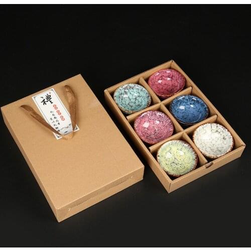 Oven baking tea cup set six cups of ceramic Jianzhan tea set business gift dinner tea cup set gift