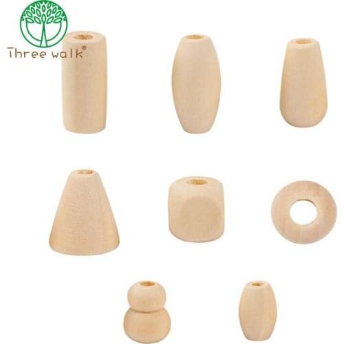 Loose Beads Wooden Faceted Hexagon Wooden Unfinished Octagonal Geometric Spacer Beads For Jewelry Handmaking DIY Accessory