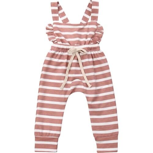 New Baby Girls Clothes Ruffle Bib Leggings Sleeveless Rompers Jumpsuit Overalls Summer Girls Casual Clothing Outfits 0-24M