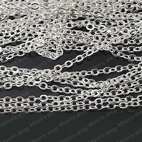 Wholesale Width 1mm/2mm/3mm Silver color Copper / Iron Flat Link Chains Diy Fashion Jewelry Findings Accessories 5 Meter (JM119)