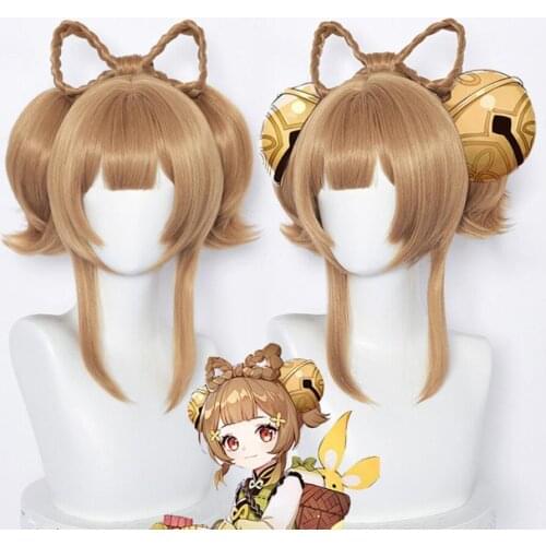 Genshin Impact Yaoyao Cosplay 40cm Wig Brown Wig Cosplay Anime Cosplay Wigs Heat Resistant Synthetic Wigs Halloween