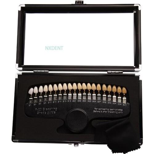 1set New Professional 20 Colors 3D Teeth Whitening Shade Guide Color Comparator Mirror Dental ​Cold Light Bleaching Plate