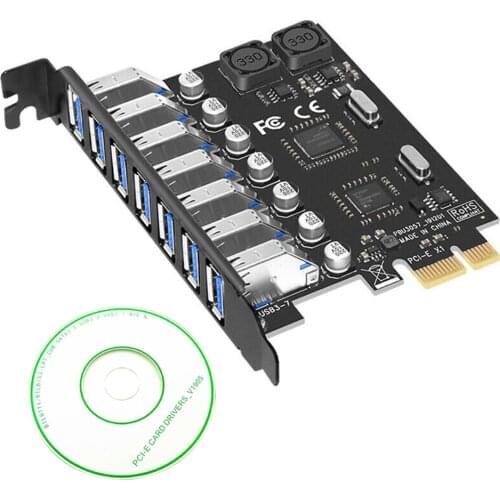 PCI-E to USB Adapter Board USB 3.0 High Data Transmission Speed Expansion Board with 7 Ports 400MB/SPCI-E to USB Adapter Board