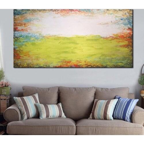 Hand Painted Modern Abstract Landscape Oil Paintings For Bedroom Decorative Unframed Home Decor Artwork Scene Picture 24x48 Inch