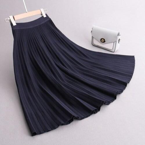 Sherhure 2020 High Waist Knitted Women Winter A-Line Long Chic Autumn Brown Warm Skirt Faldas Jupe Femme Saia