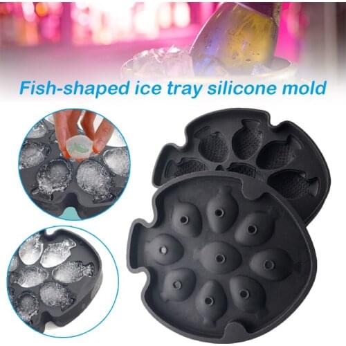 Silicone Ice Cubes Tray Stencils 9 Cavity Easy Release Ice Stencils Ice Fish Shape Maker For Drinks силиконовые формы