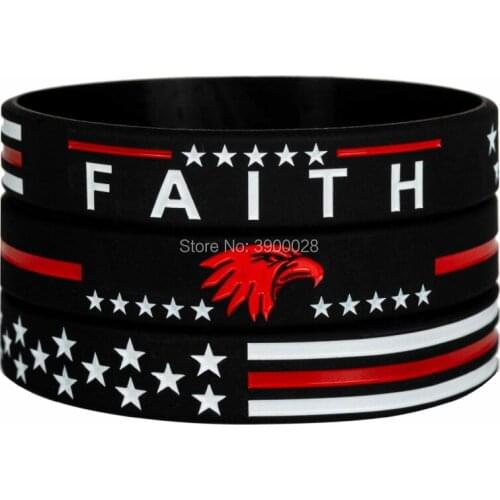 300pcs Faith Justice Thin Red Line Silicone Wristband Bracelet Free Shipping By DHL