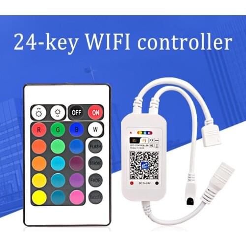 The Smart Wireless WiFi RGB LED Controller Alexa Voice Controller 24 Keys IR Remote Control for LED Strip Lights