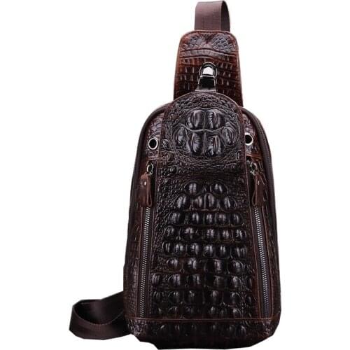 Vintage Genuine Leather Handbag Men Shoulder Bag New Casual Natural Cow Leather Mens Crossbody Bags Travel Chest Pack Men Bags