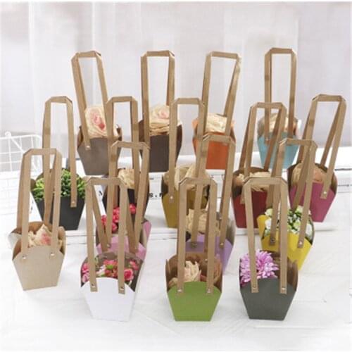 Waterproof Flower Packing Bags Kraft Paper PP-woven Customize Spring Summer Bonsai Bags Plant Flower Pot Carrier Package