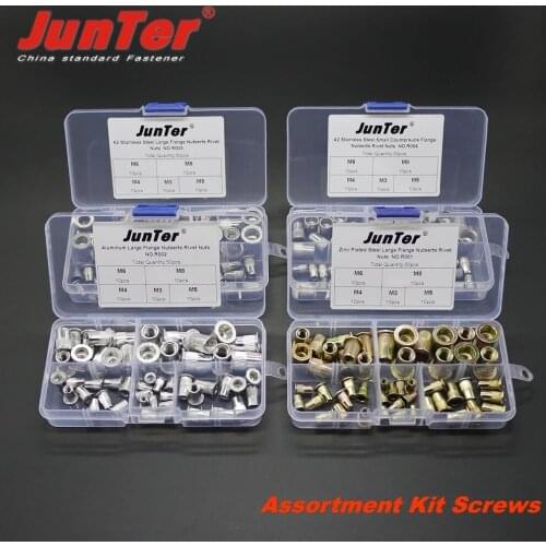 High-quality 50pcs M3 M4 M5 M6 M8 Aluminum Zinc Plated Steel A2 Stainless Steel Rivet Nutsert Rivet Nuts Assortment Kit