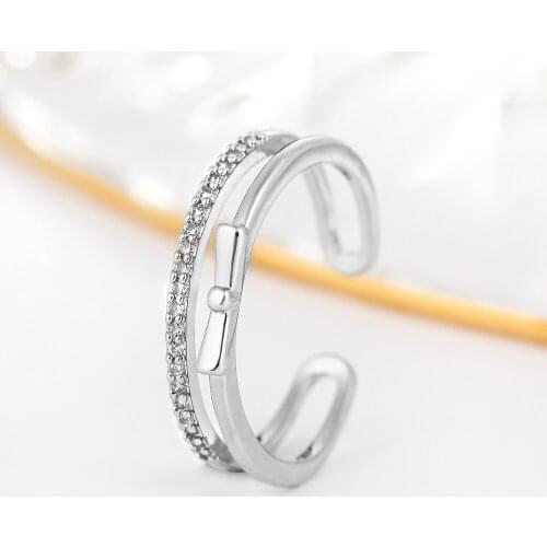 Women Rings Single Row Cubic Zirconia Rings Fashion Simple Irregular Adjustable Wedding Ring Give Girlfriend Birthday Gift